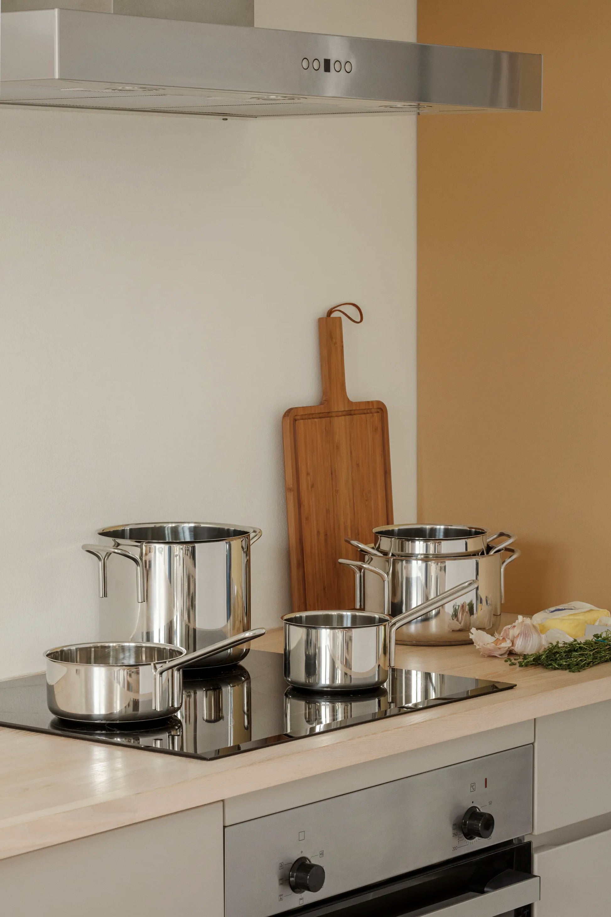 Stainless Steel Grydesæt - 5 Dele