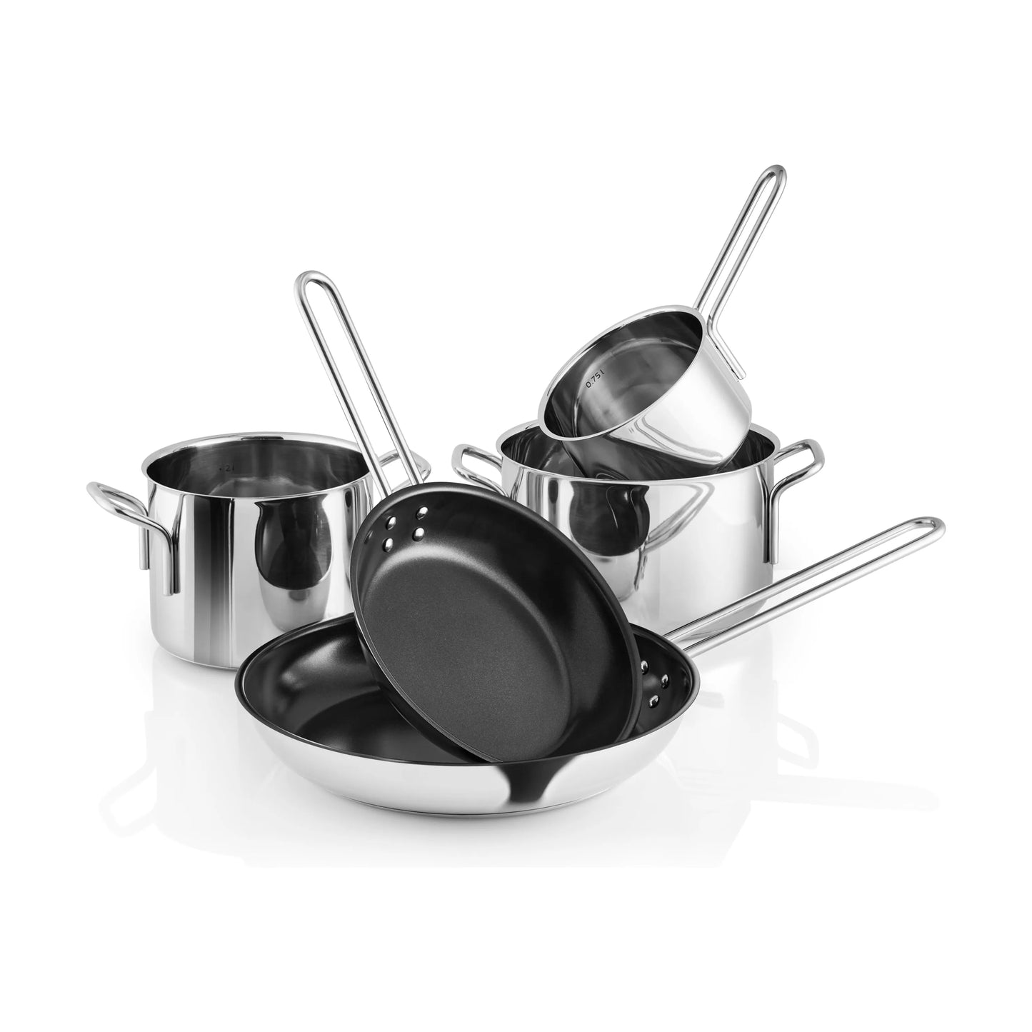  Stainless Steel Gryde- Og Pandesæt - 5 Dele