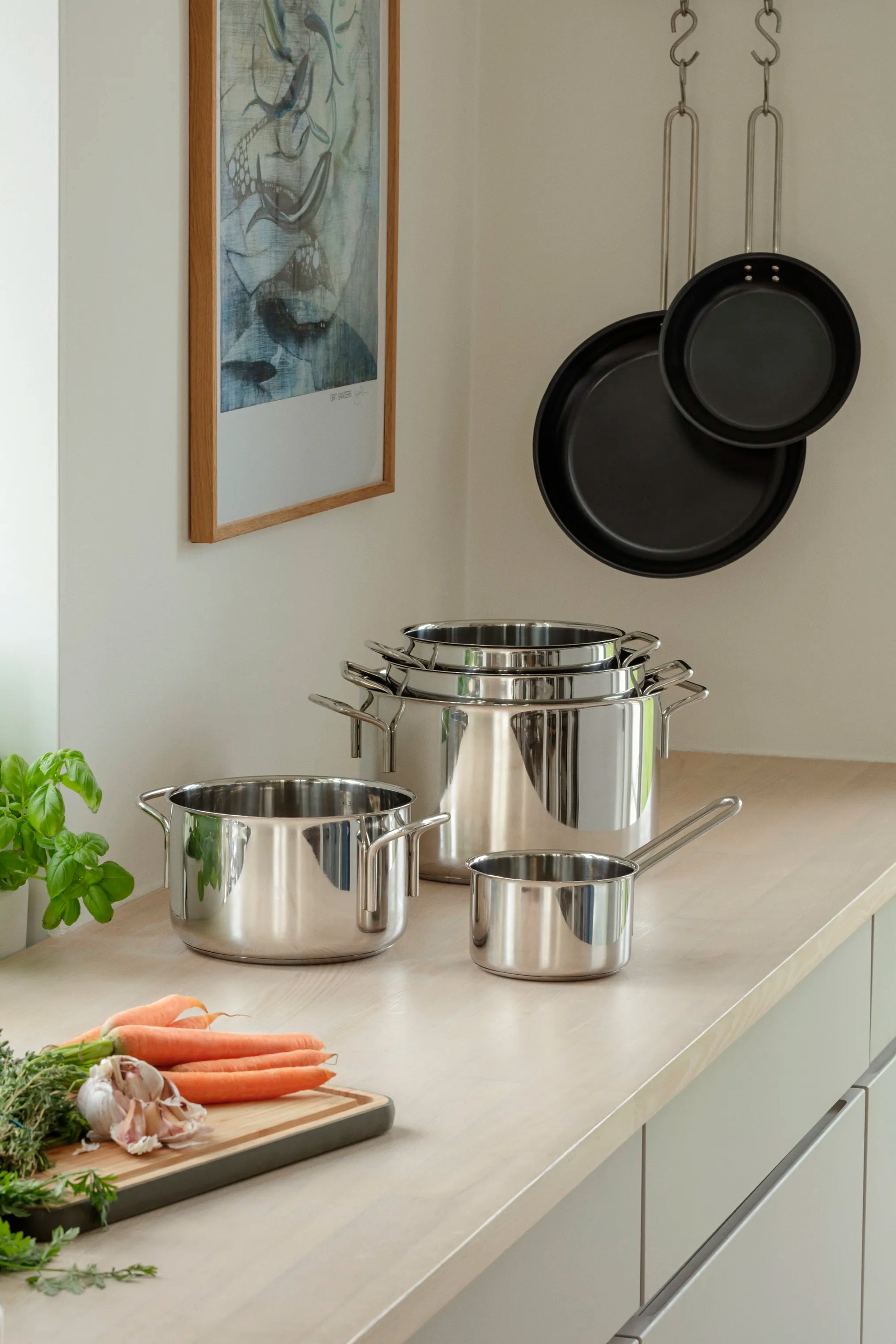  Stainless Steel Gryde- Og Pandesæt - 7 Dele